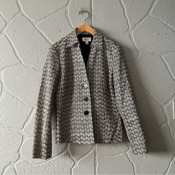 Talbots Champagne Gold and Black Patterned Blazer - Picture 1 of 7